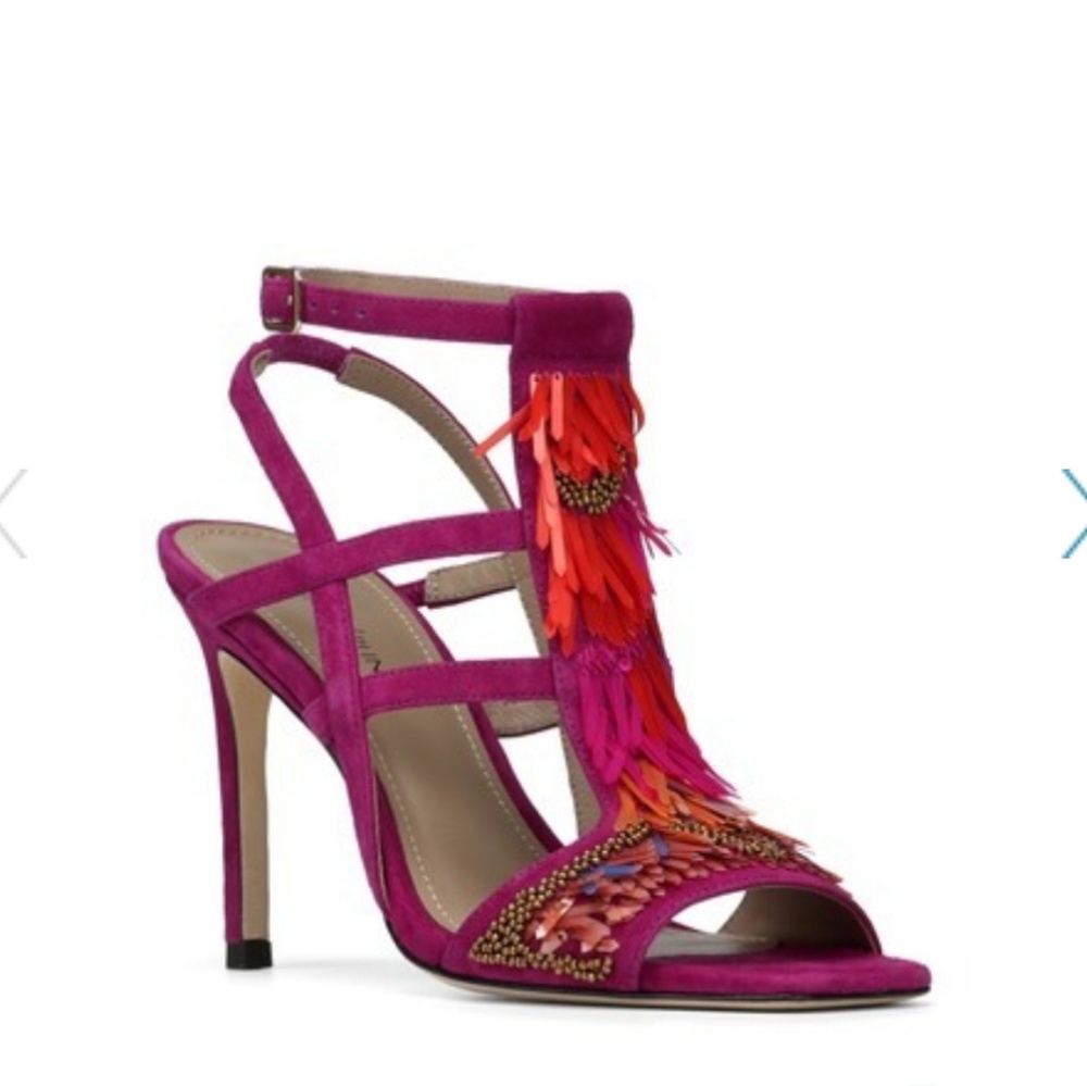 Donald pliner magenta beaded heels